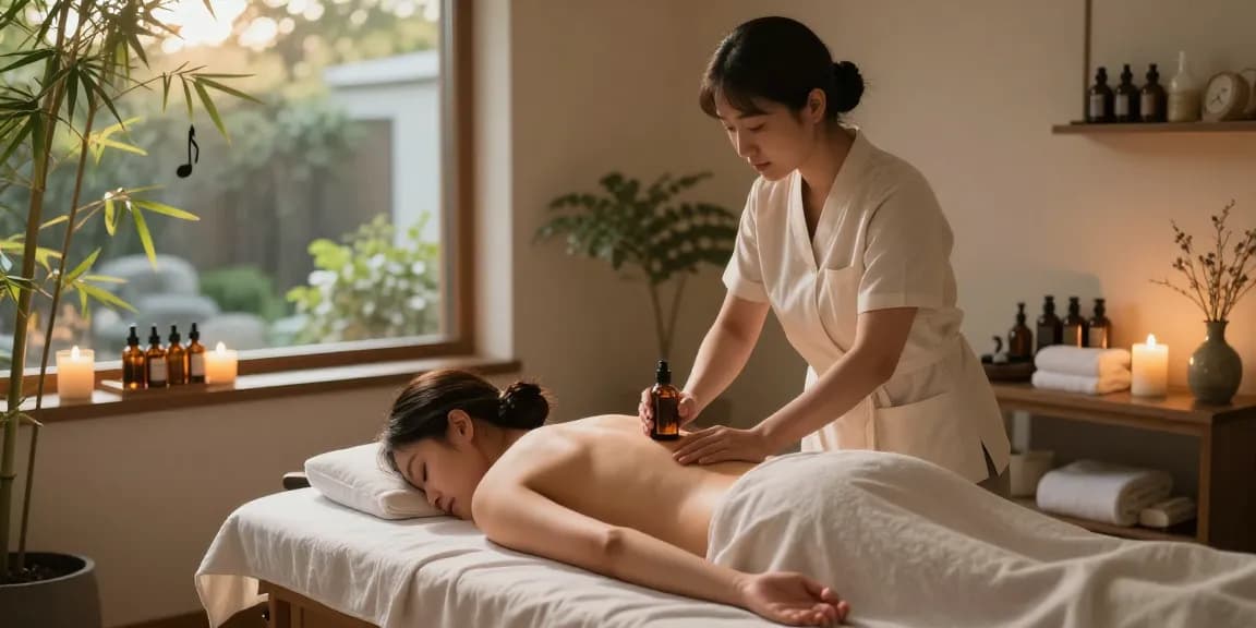 Relaxing 부산스웨디시 massage scene with soothing environment and experienced therapist.