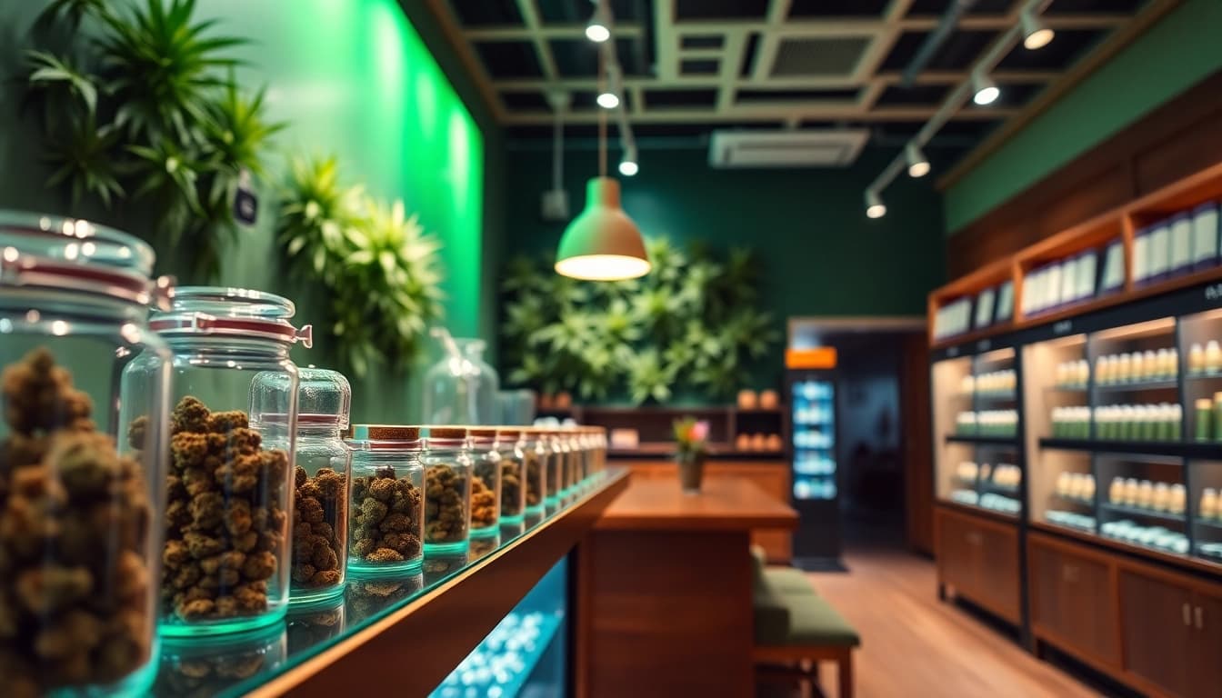 Learn how to buy weeds online safely with quality strains displayed in a modern shop.