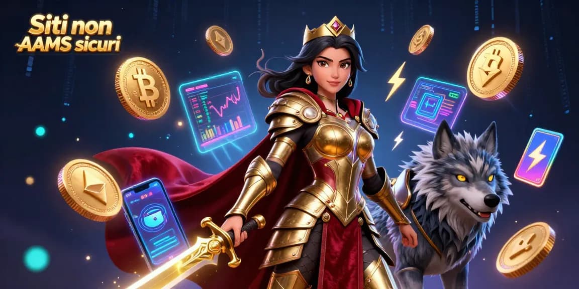 Scopri Siti non AAMS sicuri in questa ricca illustrazione 3D che mostra personaggi vibranti ed elementi di gioco dinamici.