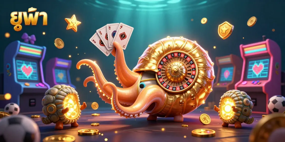 Engage in thrilling gaming with ยูฟ่า as a giant nautilus and glowing ammonite showcase casino excitement.