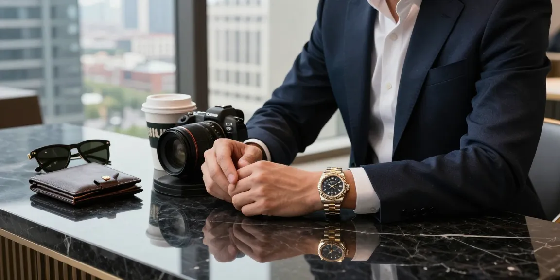 Stylish individual checking their rolex replica in a luxury urban setting, highlighting sophistication and elegance.