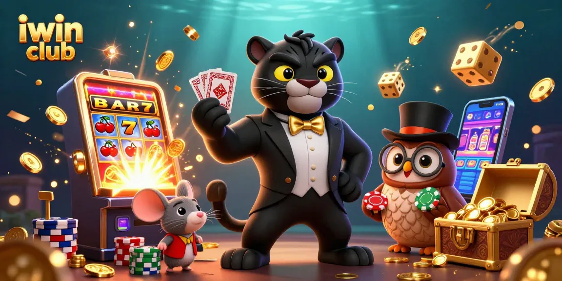 Experience exciting gameplay at iwin club with vibrant 3D casino characters and jackpot elements.