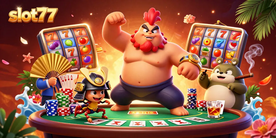 Slot77: Menang besar dengan mesin slot penuh warna dan simbol keberuntungan.