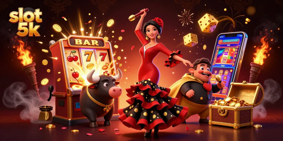Experience thrilling slot 5k excitement with vibrant characters and jackpot elements in a festive scene.