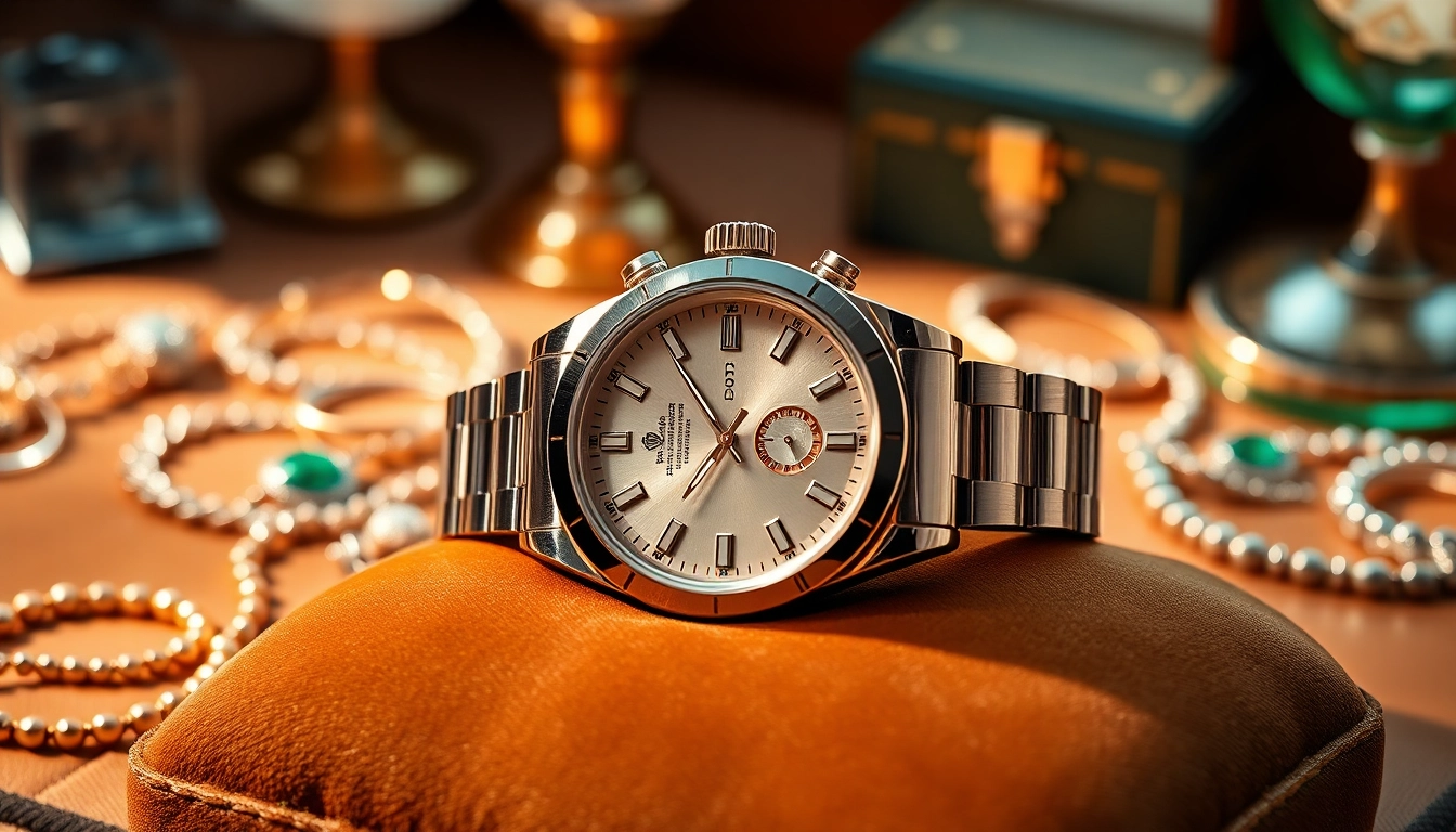 Showcase a stunning rolex replica watch with intricate details and luxurious elements.