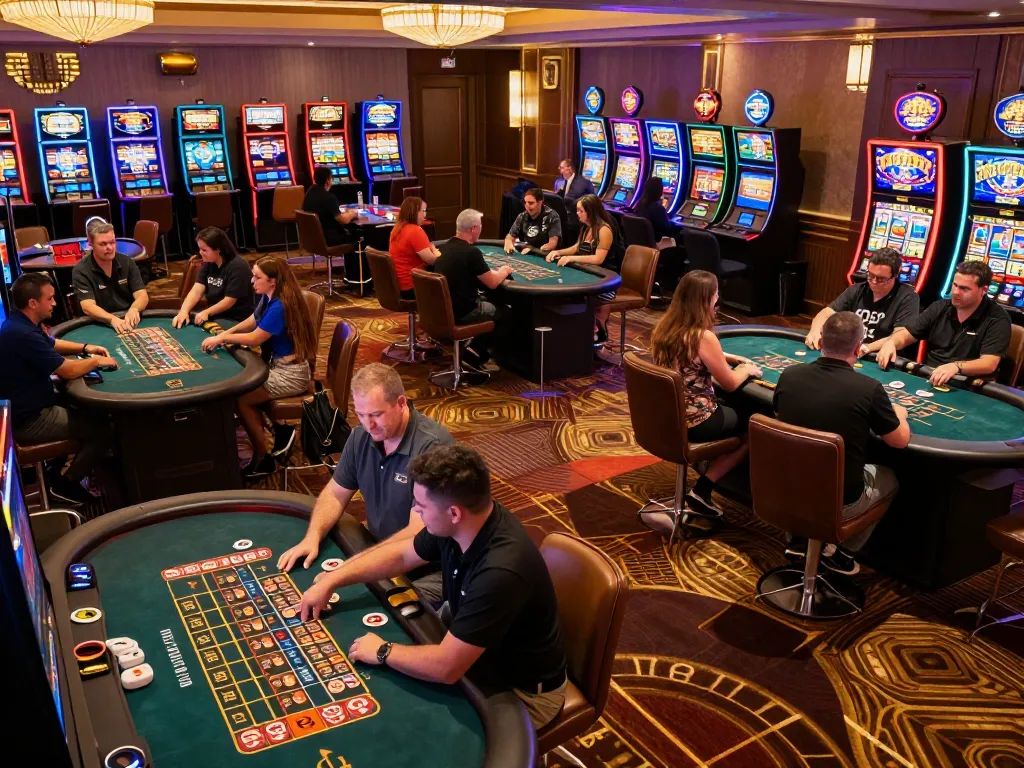 Excited players engaging in a dynamic poker game at rikvip casino, showcasing vibrant casino atmosphere.