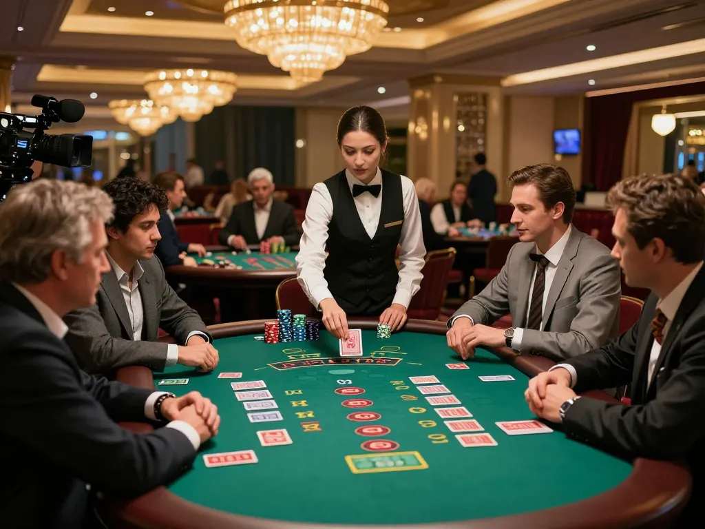 Players strategizing at the LC88 blackjack table in a vibrant casino atmosphere.