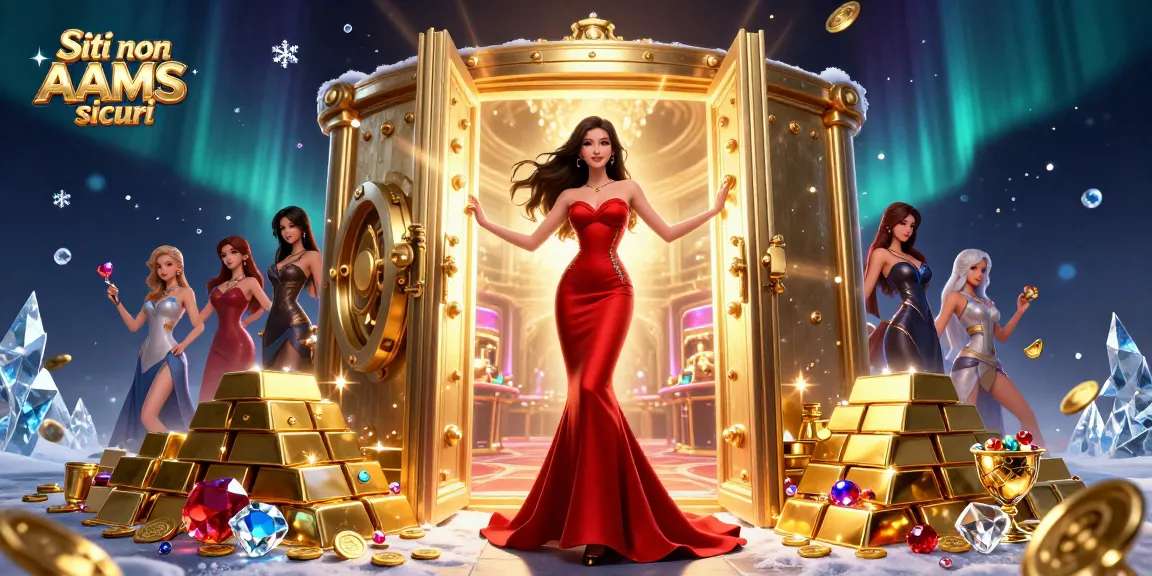 Scopri i Siti non AAMS sicuri con una elegante donna asiatica in un incredibile casinò, evidenziando lusso e emozione.