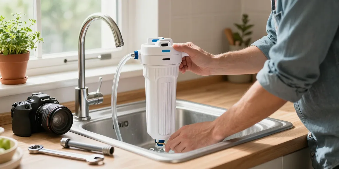 Waterdrop Spin Down Sediment Filter installation in a bright kitchen, showcasing healthy water quality practices.