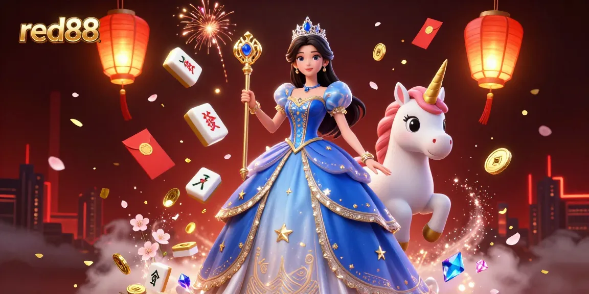 Engage with the vibrant 3D scene at red88 casino, featuring stunning characters and casino elements.