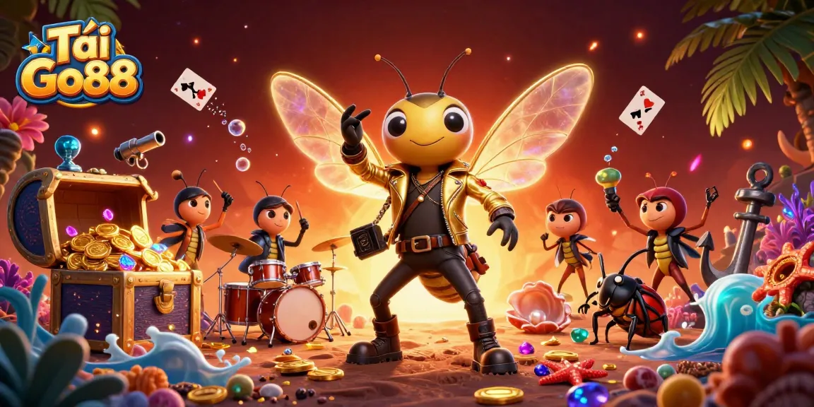 Tải Go88 to experience thrilling casino games with a vibrant 3D illustration of cartoon characters.