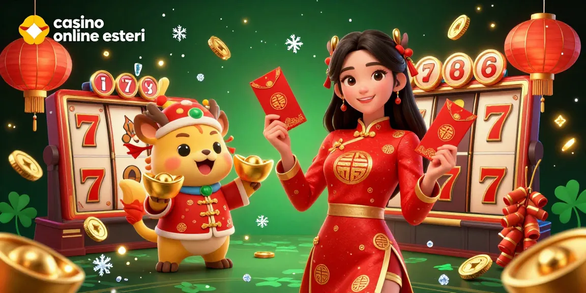Scopri divertimento e intrattenimento presso i casino online esteri con rulli di slot vibranti e fuochi d'artificio festivi.
