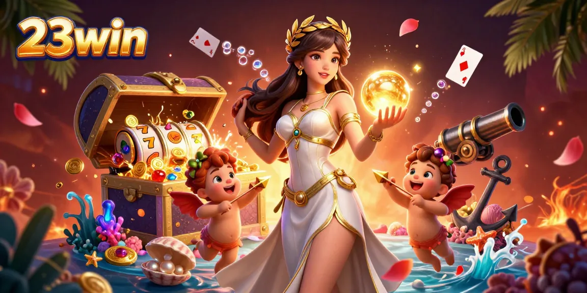 Experience vibrant gambling action at 23win with a unique 3D casino illustration.