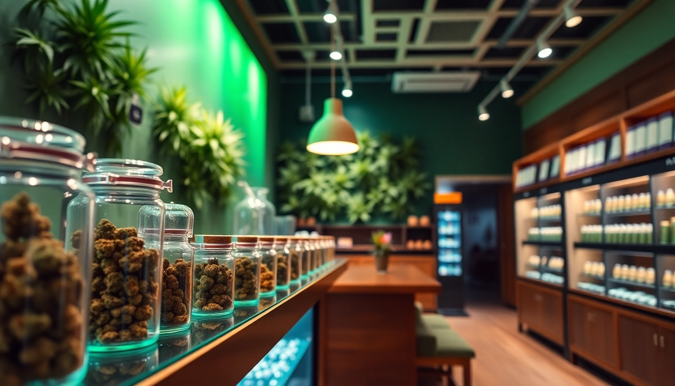 Learn how to buy weeds online safely with quality strains displayed in a modern shop.