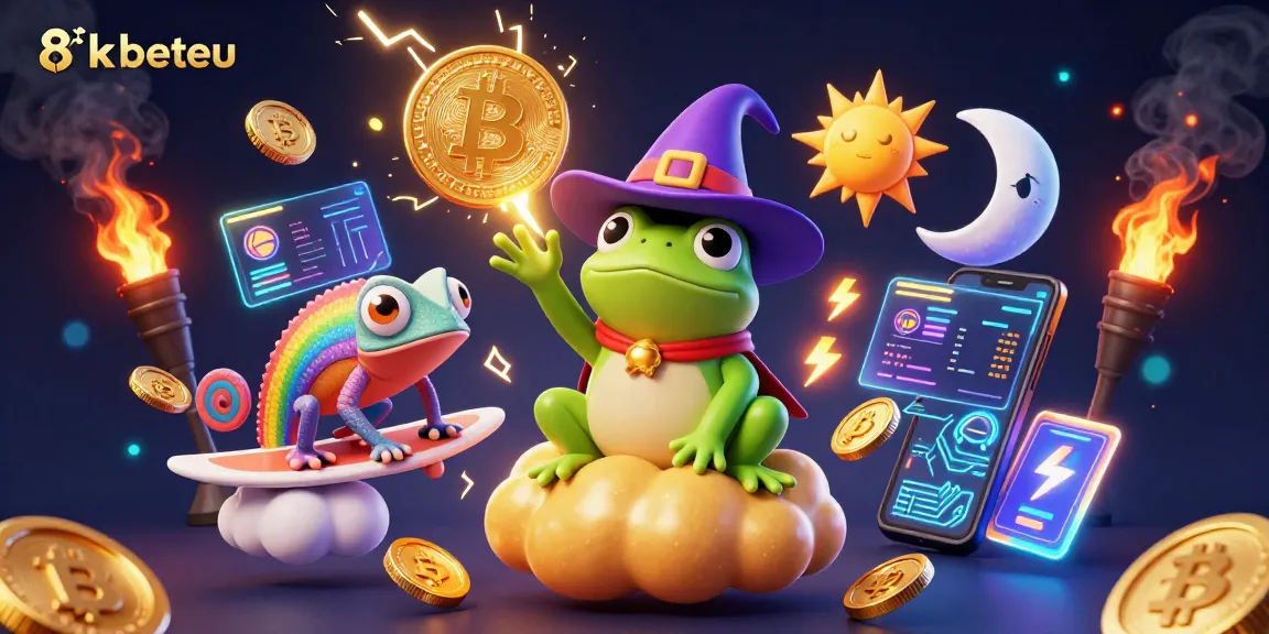 8xbeteu offers thrilling casino gameplay with a vibrant, magical scene of a wizard frog and chameleon.