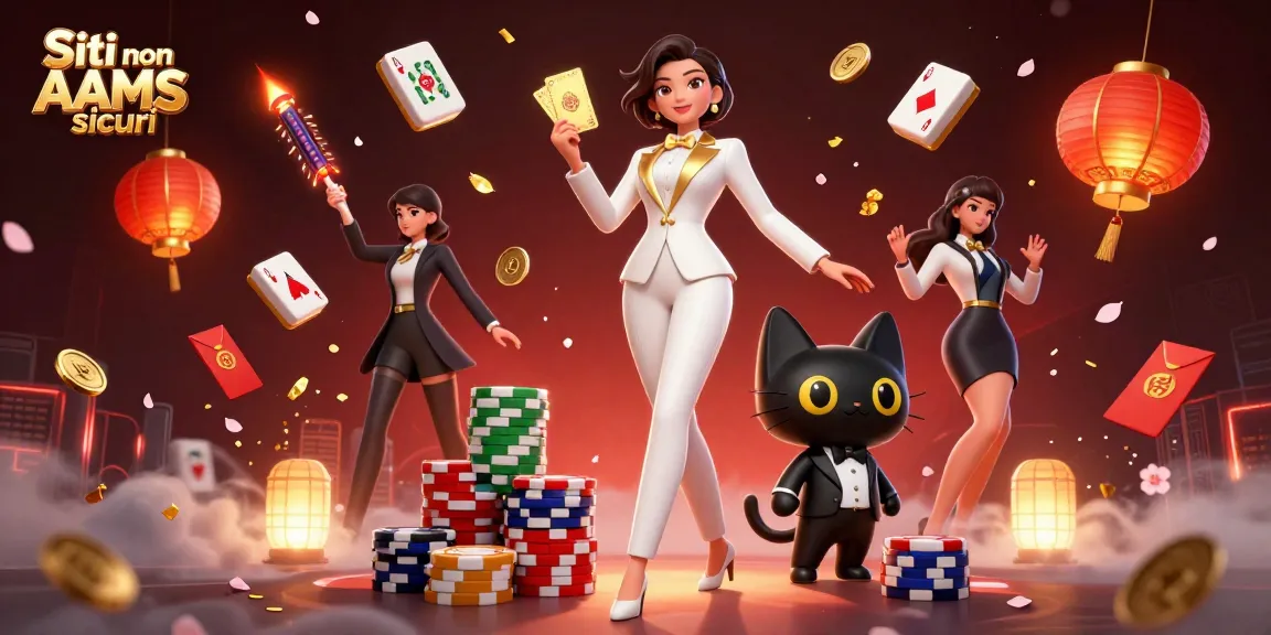 Distinguersi nei Siti non AAMS sicuri con croupier glamour che mescolano carte e simboli iconici del gioco d'azzardo.