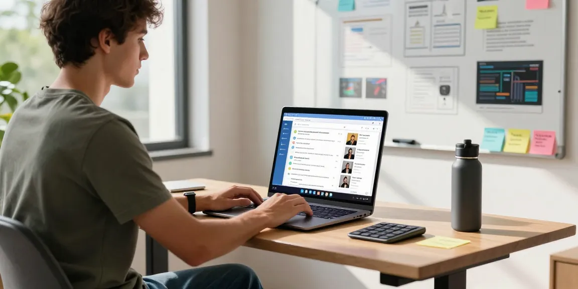 Showcasing a modern workspace featuring Telegram Download on laptop screens, emphasizing seamless communication in a vibrant tech environment.