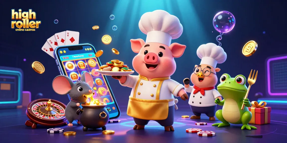 Experience high roller online casinos with vibrant characters and gold themes in an engaging 3D scene.