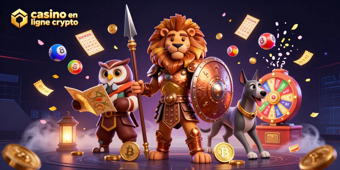 Jouez à des jeux captivants dans un casino en ligne crypto, entouré de pièces Bitcoin et Ethereum.
