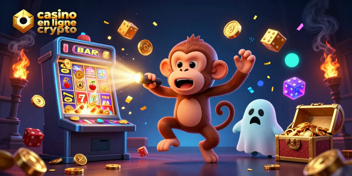 Jouez sur un casino en ligne crypto avec un singe farceur et un chiot chasseur de fantômes dans un décor riche.