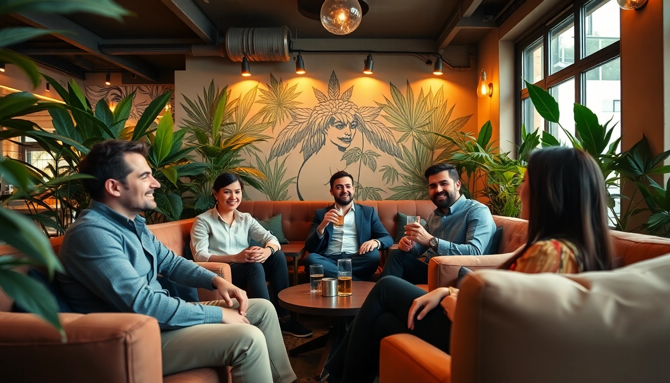 Members enjoying their time at a social club madrid with relaxed ambiance and vibrant atmosphere.
