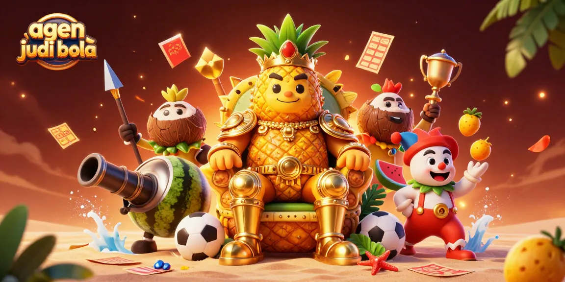 Place your bets with agen judi bola in this thrilling 3D illustration of a beach casino scene.