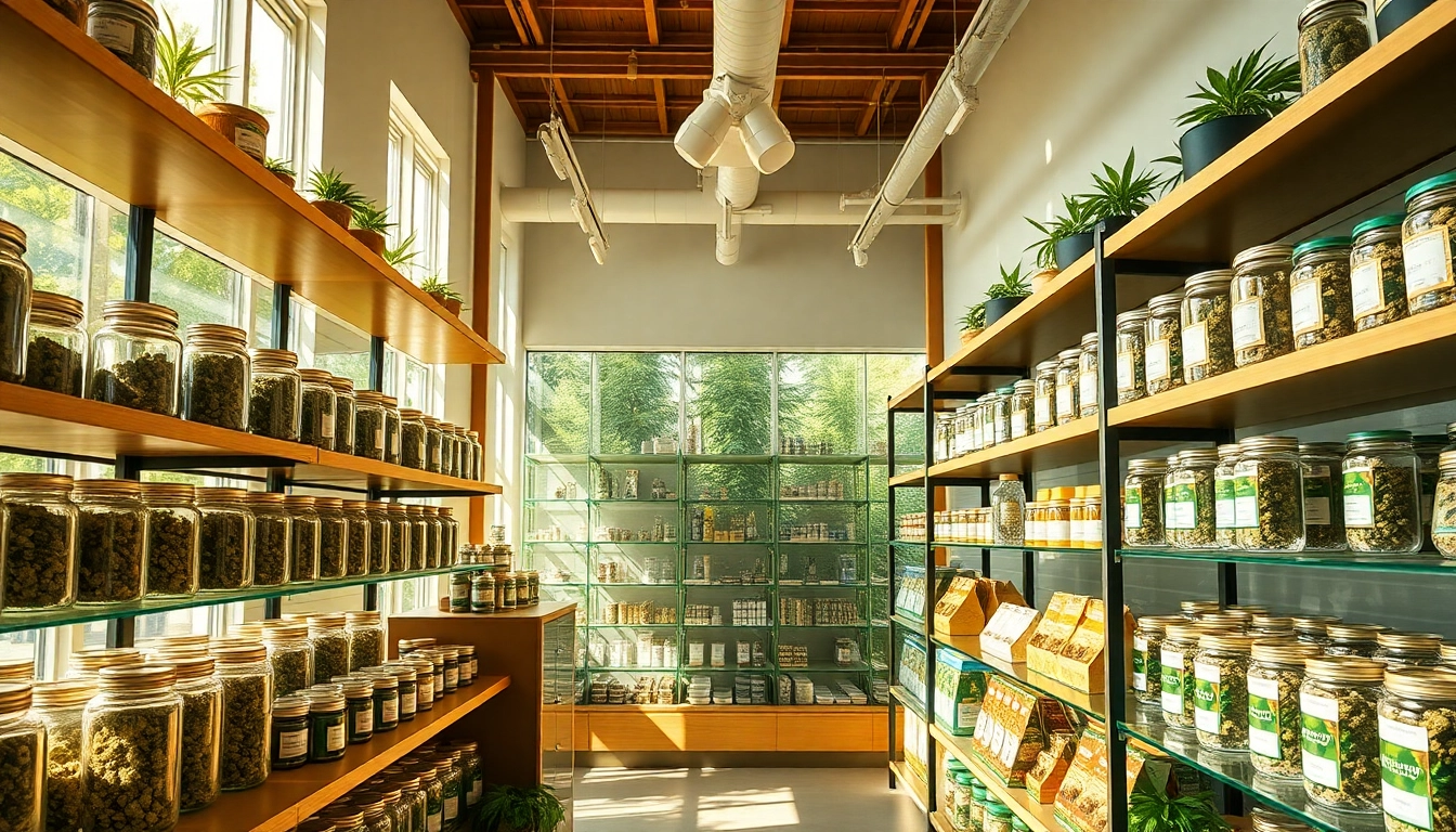 Shop cannabis products at a welcoming Weed Store with organized displays and bright ambiance.