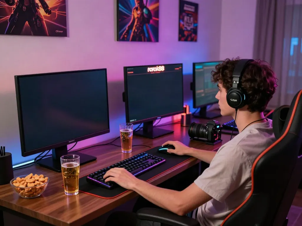 Exciting gaming atmosphere featuring the vibrant rokok88 slot interface and focused player.