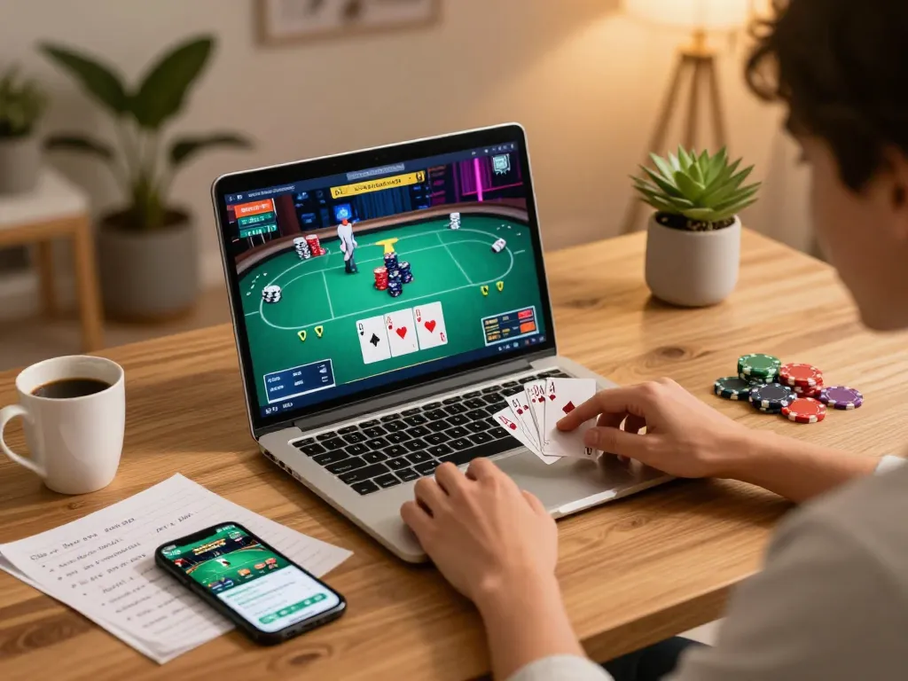 Exciting online poker gameplay showcasing kèo nhà cái hôm nay, with cards and betting strategies visible.