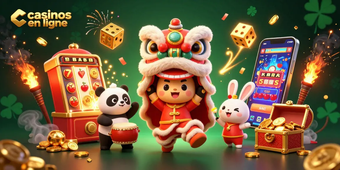 Les casinos en ligne animés par un lion de la danse du Nouvel An chinois, un panda et un lapin.