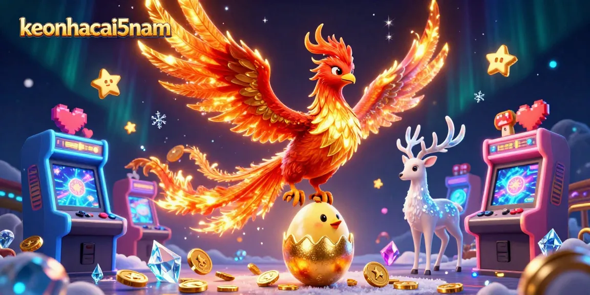 Experience thrilling play with keonhacai5nam in a vibrant casino-themed 3D scene featuring mythical elements.