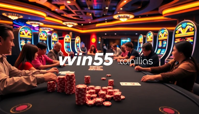 Engaging gameplay at win55 online casino with vibrant tables and excited players enjoying their favorite games.