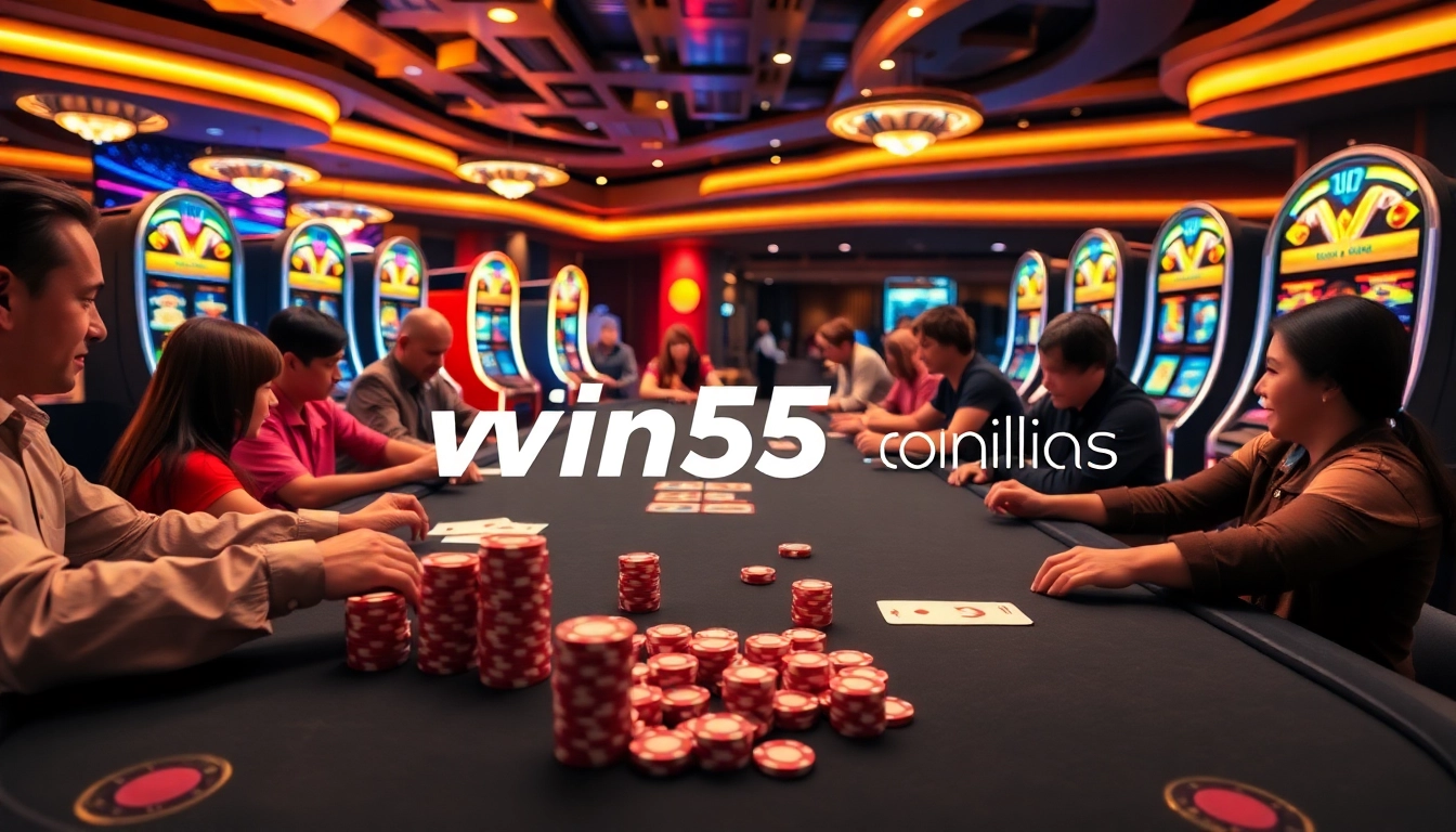 Engaging gameplay at win55 online casino with vibrant tables and excited players enjoying their favorite games.