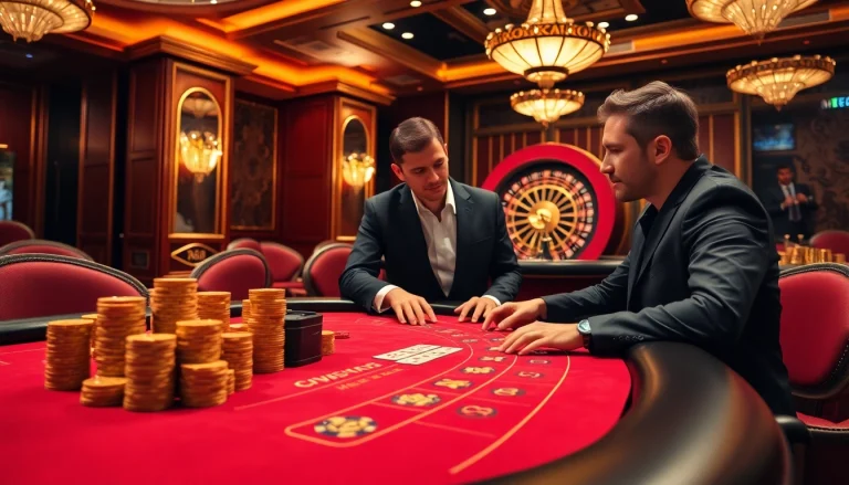 Engaging blackjack game at nhà cái m88 casino showcasing excitement and strategic play in a luxurious setting.