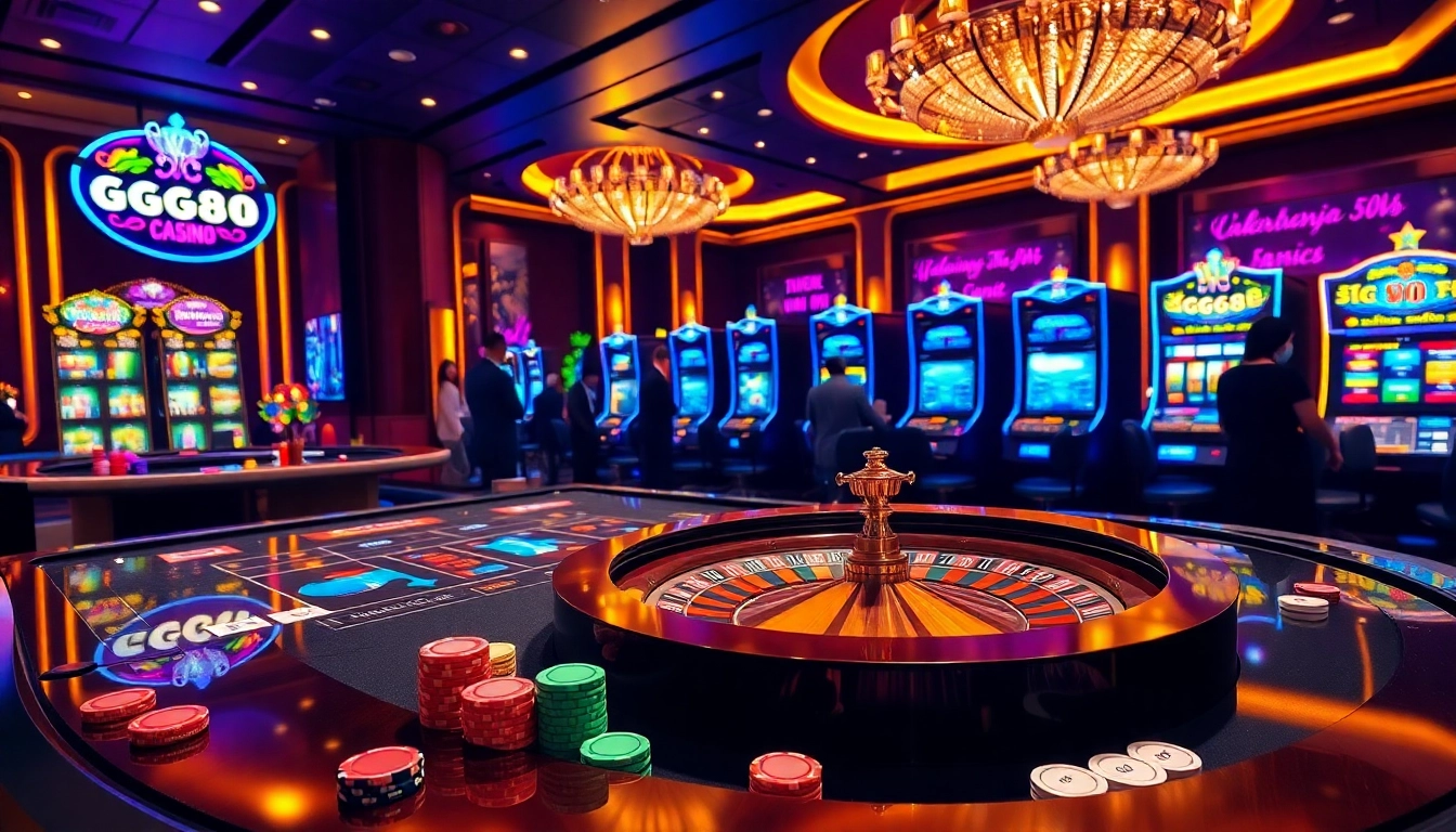 Players enjoying engaging games at GG88 casino, featuring vibrant tables and modern gaming technology.